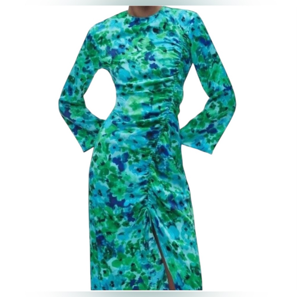 Zara Blue and Green Midi Dress